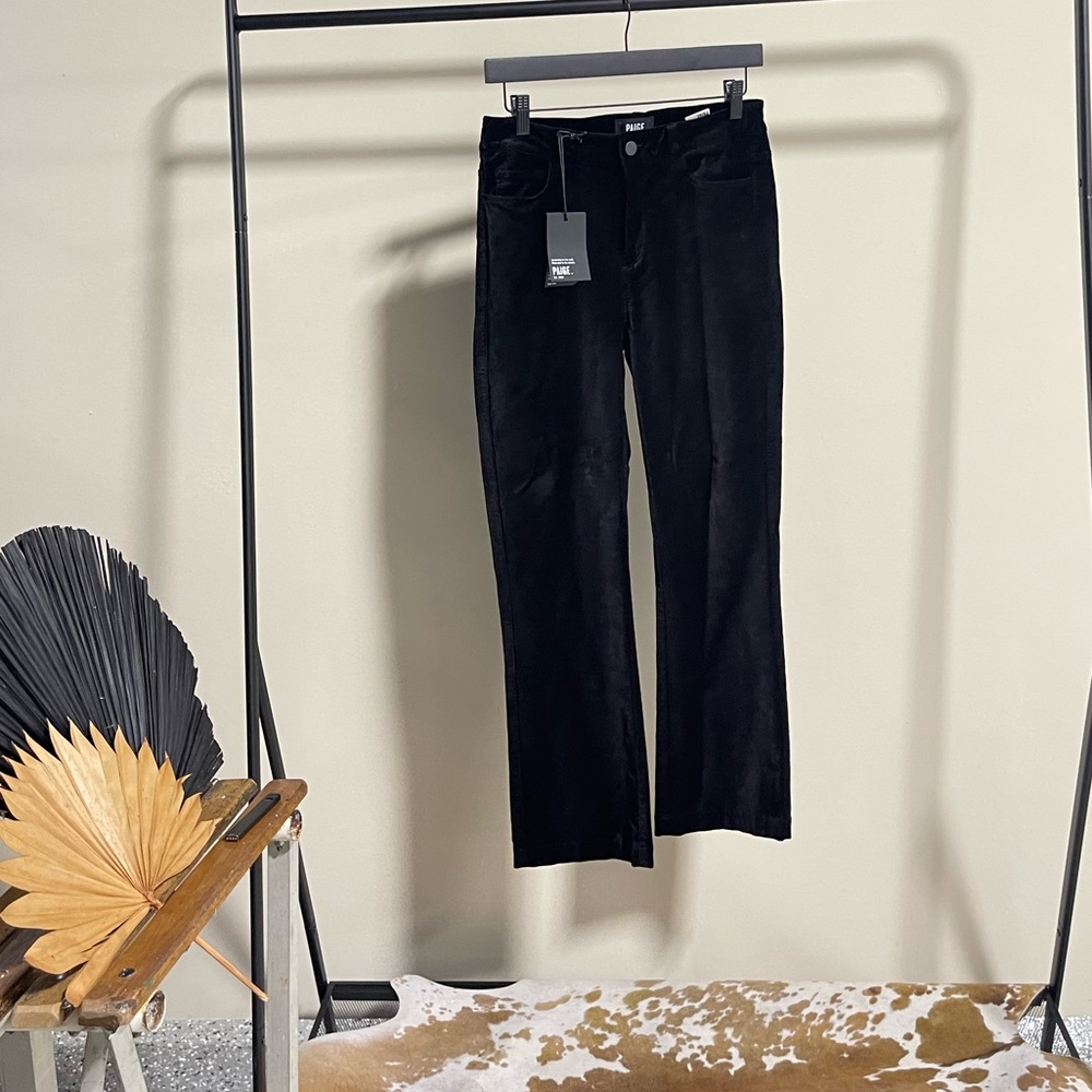 PAIGE Colette Black Velvet Crop Flare Jeans